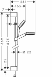HANSGROHE Zestaw prysznicowy Crometta 1jet Unica 0,65 m