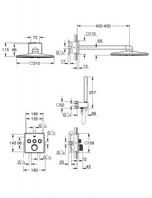 GROHTHERM SMARTCONTROL ZESTAW PRYSZNICOWY RAINSHOWER SMARTACTIVE 310 CUBE