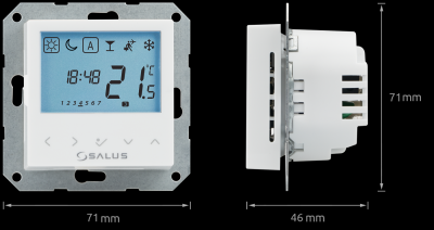 SALUS BTRP230(50) Przewodowy, podtynkowy, cyfrowy regulator temperatury - tygodniowy, 230V, montaż do ramki 55x55